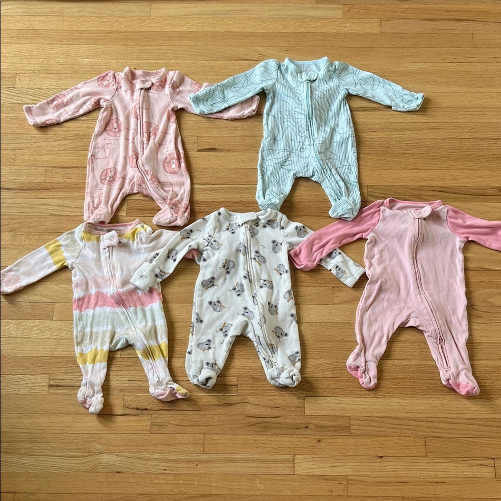 Assorted Baby Girl Sleep And Play Onesies (Newborn)